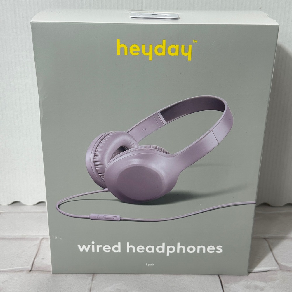 Heyday‎ Wired Over-Ear Headphones with Microphone Purple 3.5mm Aux Jack New